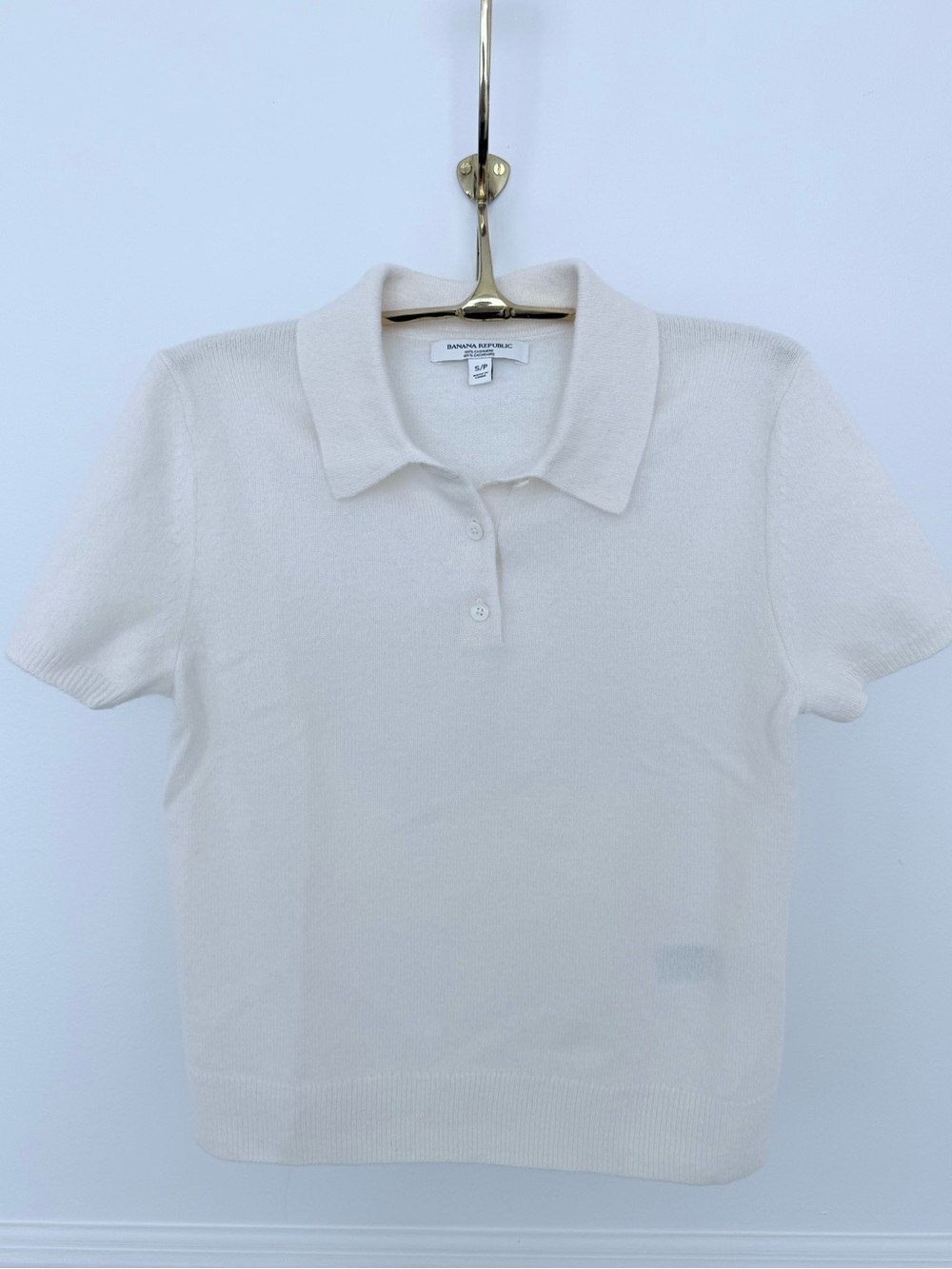 Banana Republic Women's Cashmere Short Sleeve Polo Sweater - S